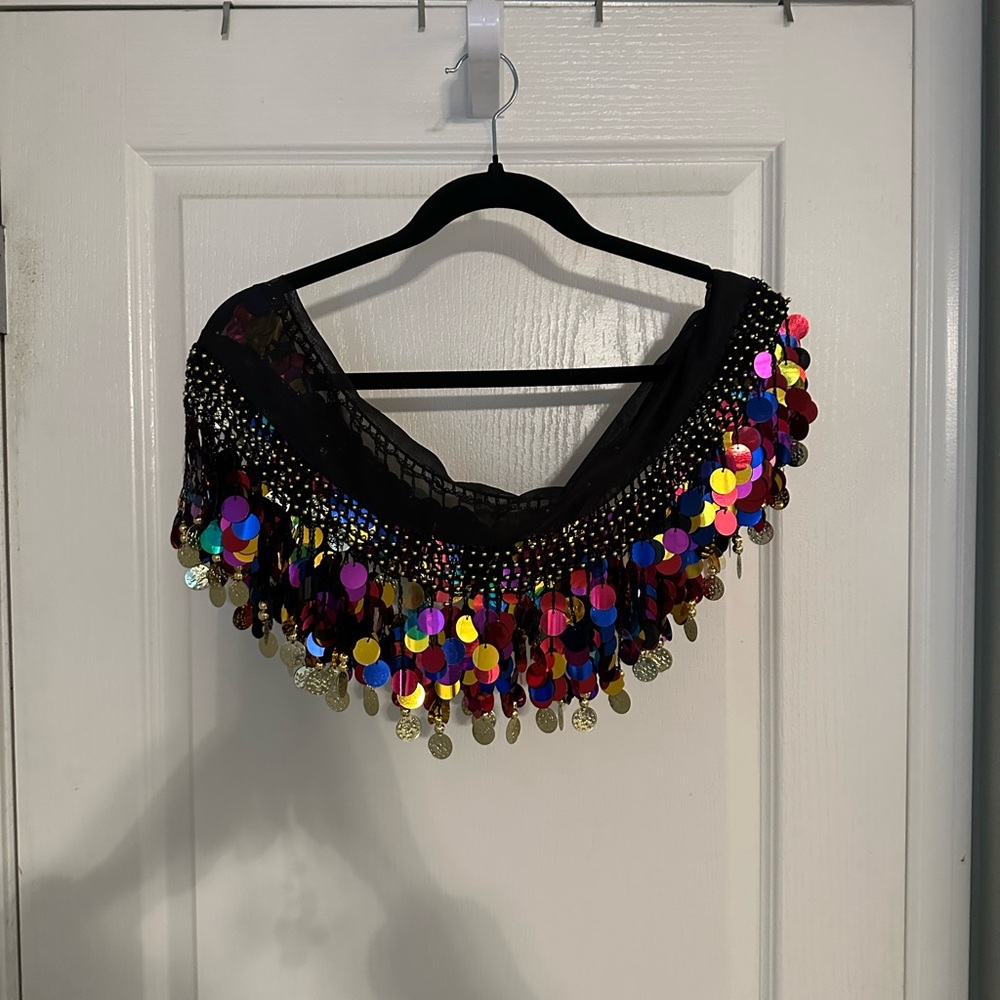 Colorful Sequin Fringe Shawl